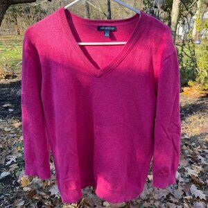 Lands' End Pink V-Neck Lightweight Sweater